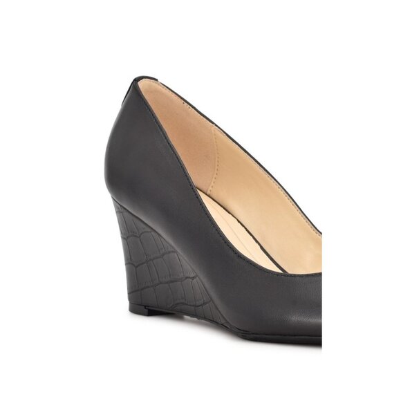 Nine West Womens Cape 9X9 Leather Peep Toe Dress Wedges Black Patent Size 7M NIB - Picture 4 of 5